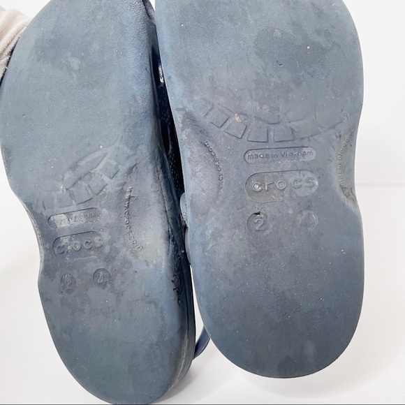 Crocs Navy Blue Slide On Clogs Rubber Boys Size 2 - Picture 3 of 3